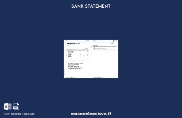 modello di pagine di parole dell'estratto conto bancario DBS di Singapore in sti